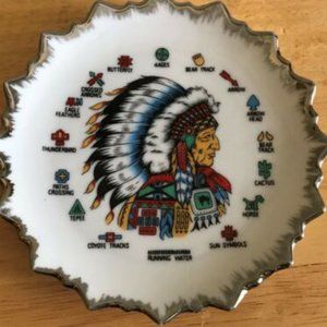 Vintage Smoky Mtns. Native American Symbols Souvenir Plate 7"